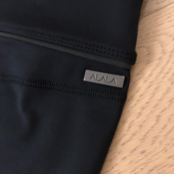 NWT ALALA Black and Silver Leggings w/ Mesh Detail - Picture 3 of 5